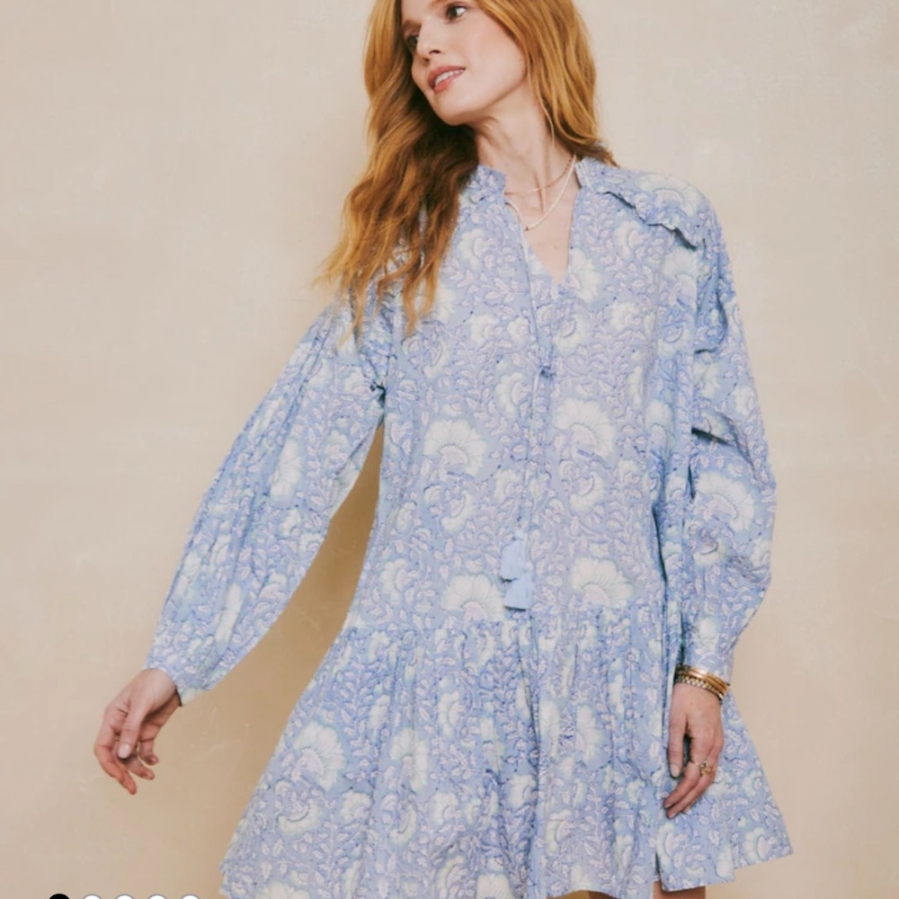 Ophelia & Indigo Long Sleeve Blue Floral Dress